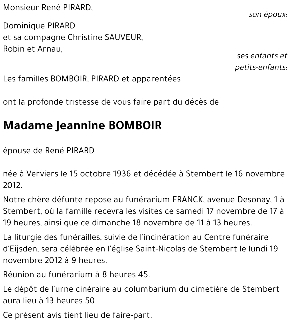 Jeannine BOMBOIR