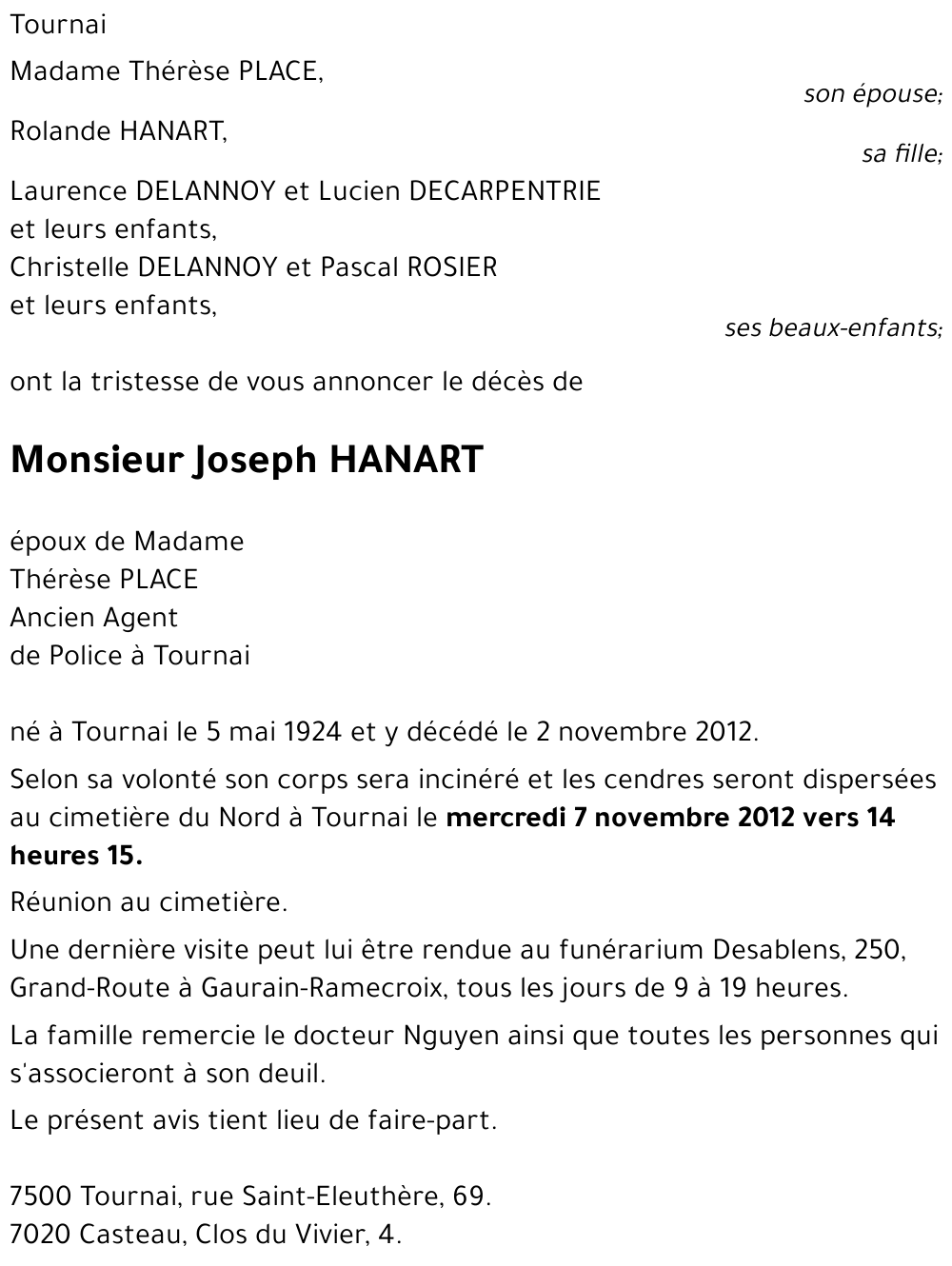 Joseph HANART