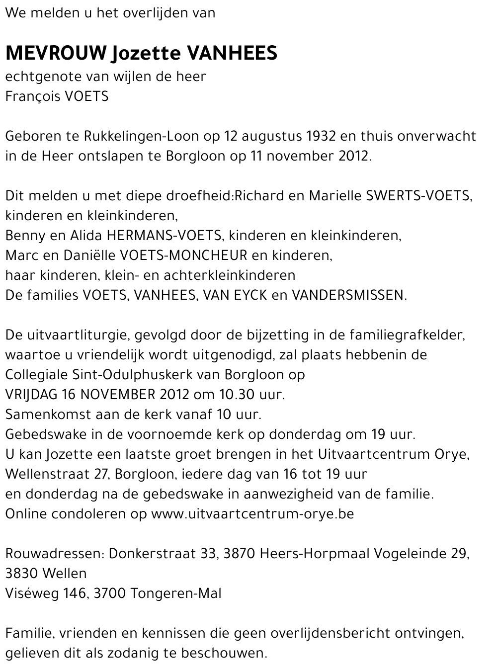 Jozette VANHEES