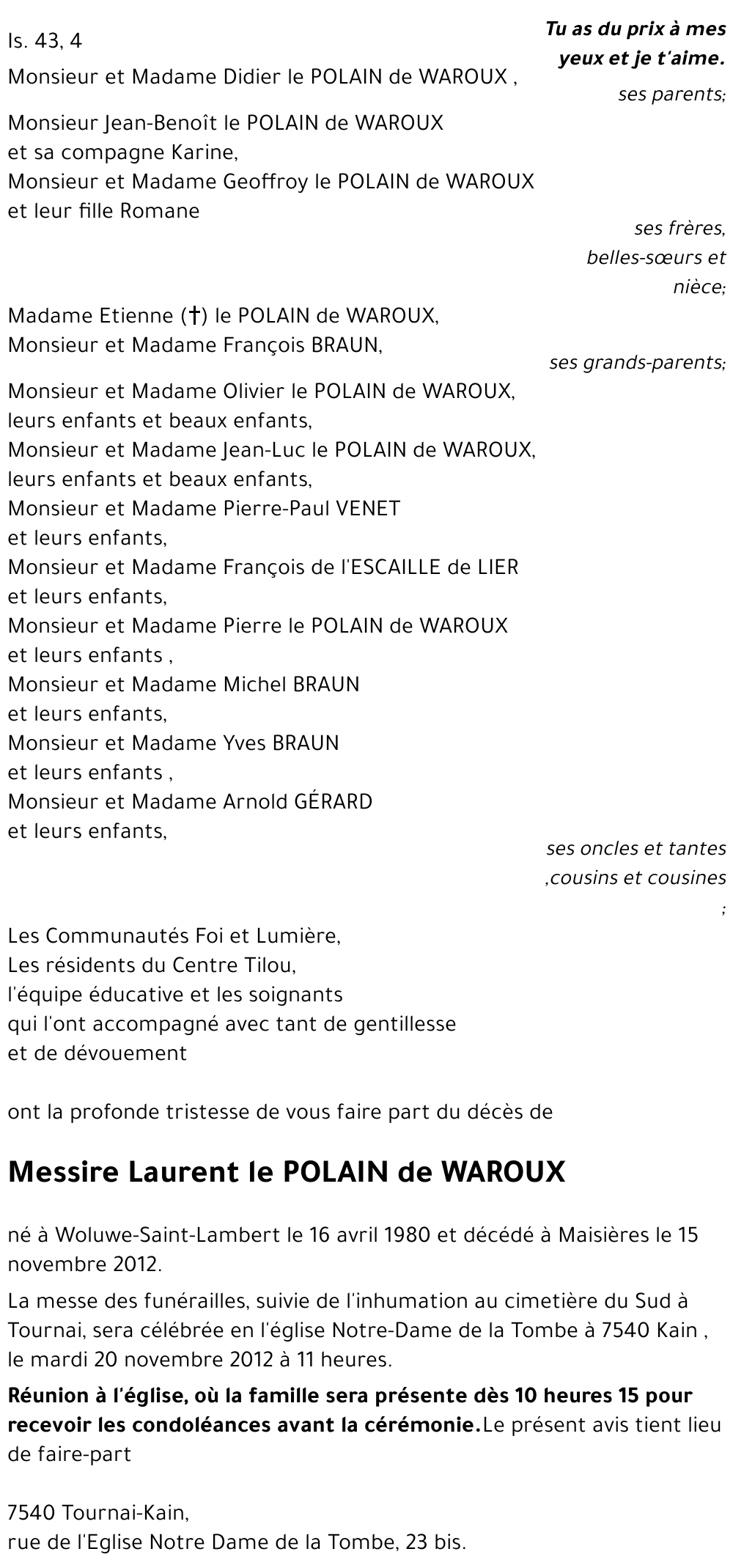 Laurent le POLAIN de WAROUX