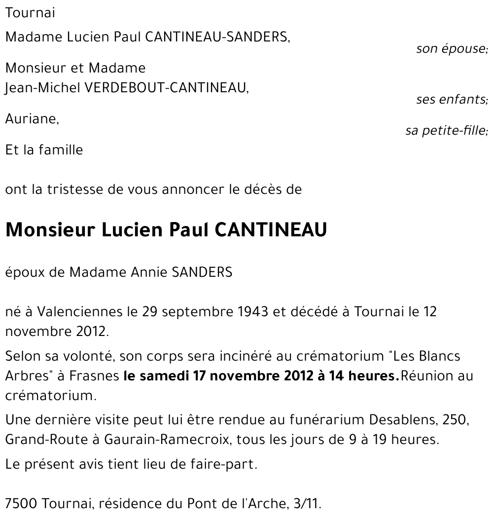 Lucien Paul CANTINEAU