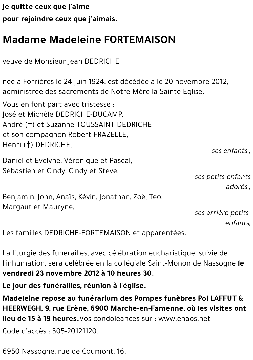 Madeleine FORTEMAISON