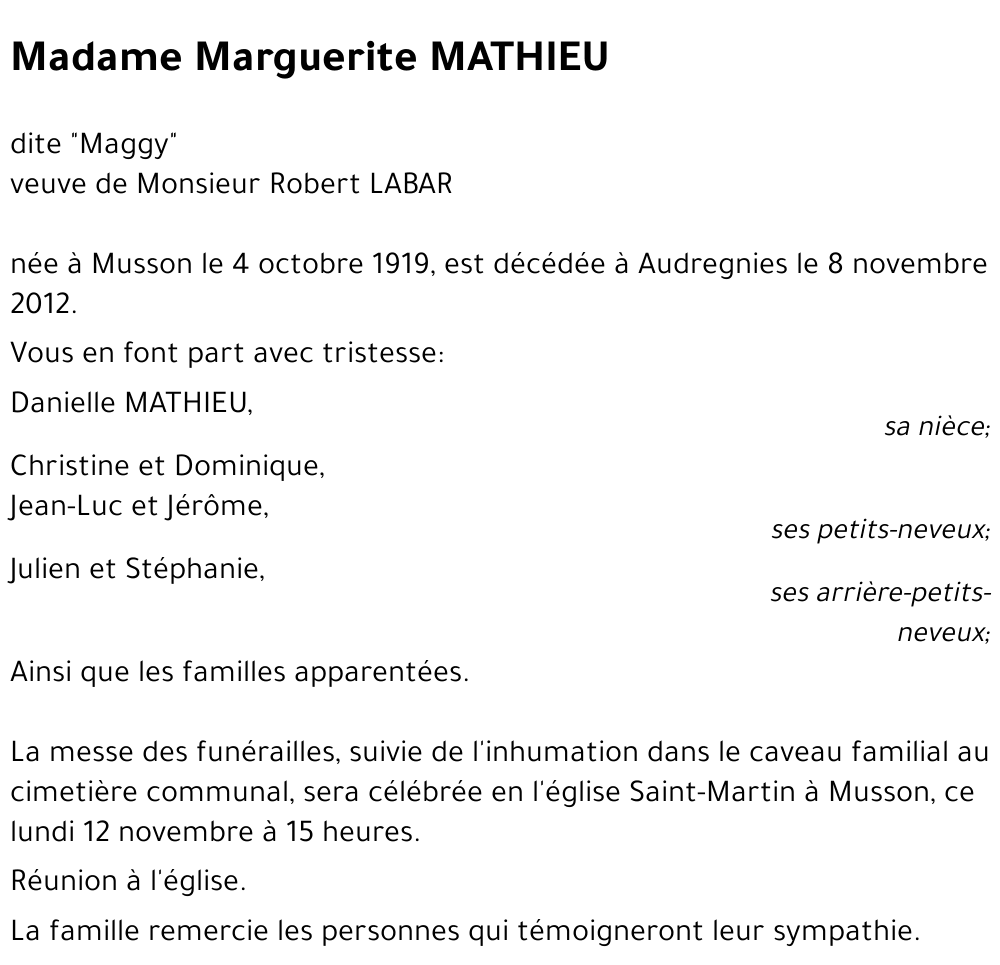 Marguerite MATHIEU