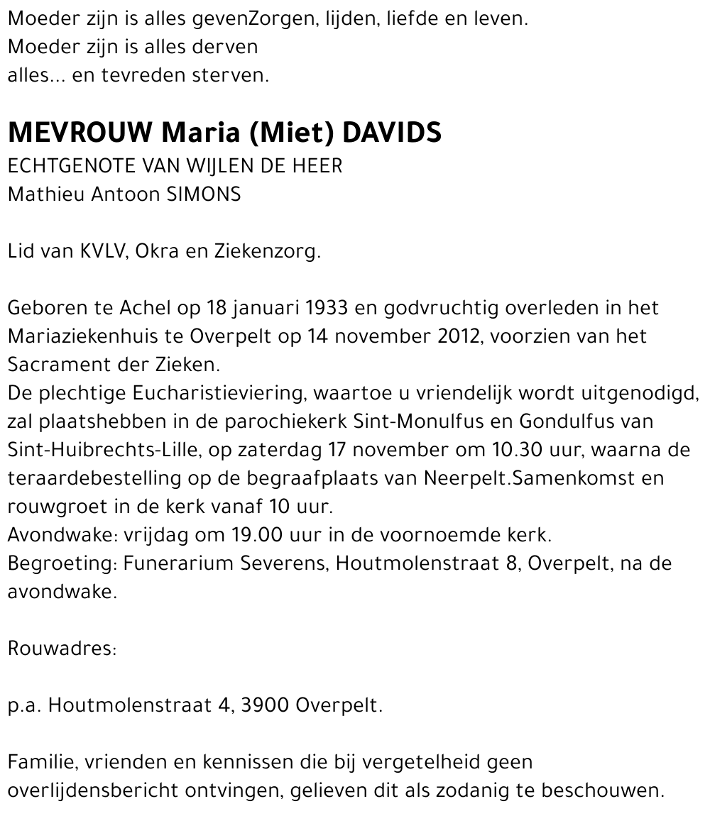 Maria (Miet) Davids