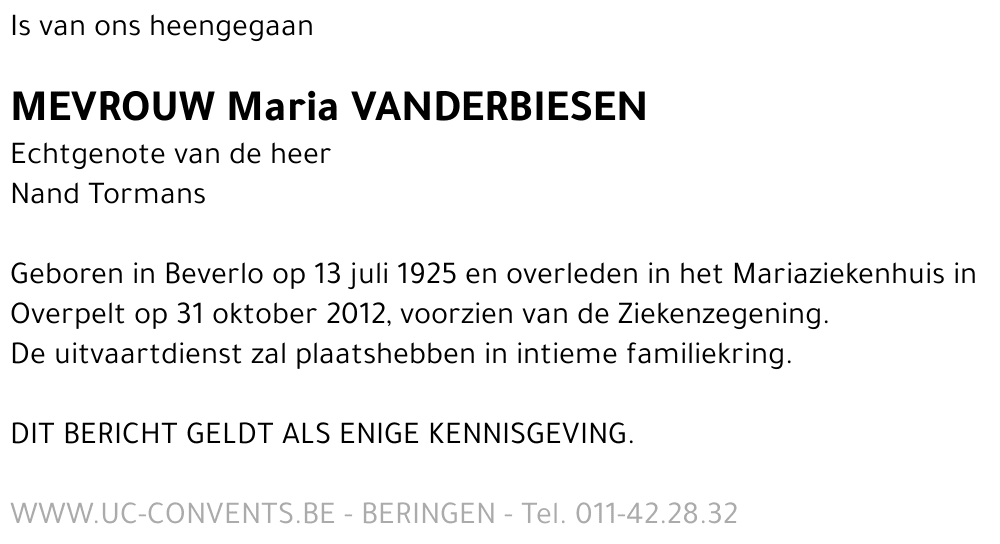 Maria Vanderbiesen