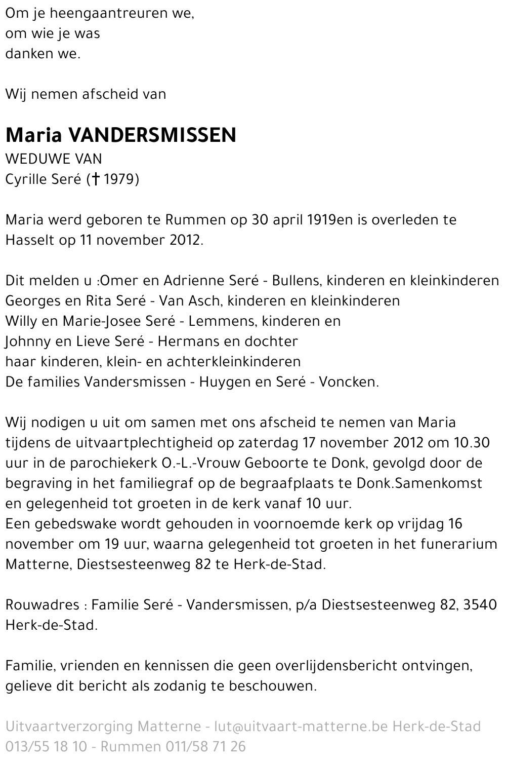 Maria Vandersmissen