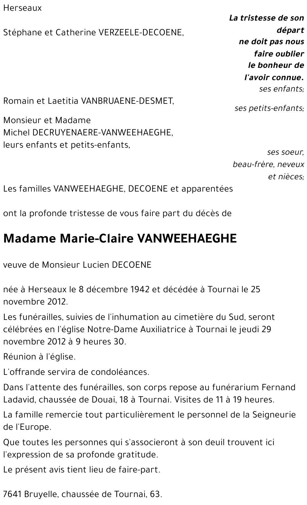 Marie-Claire VANWEEHAEGHE