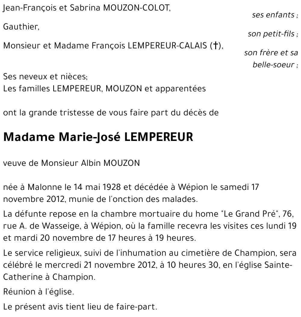 Marie-José LEMPEREUR