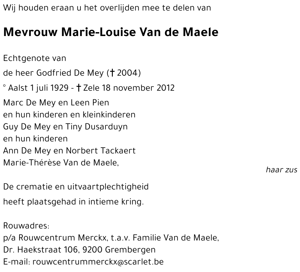 Marie-Louise Van de Maele