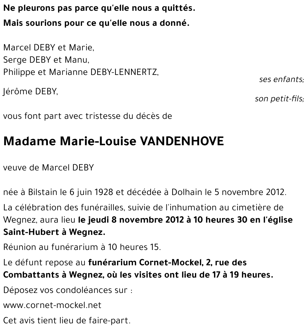 Marie-Louise VANDENHOVE