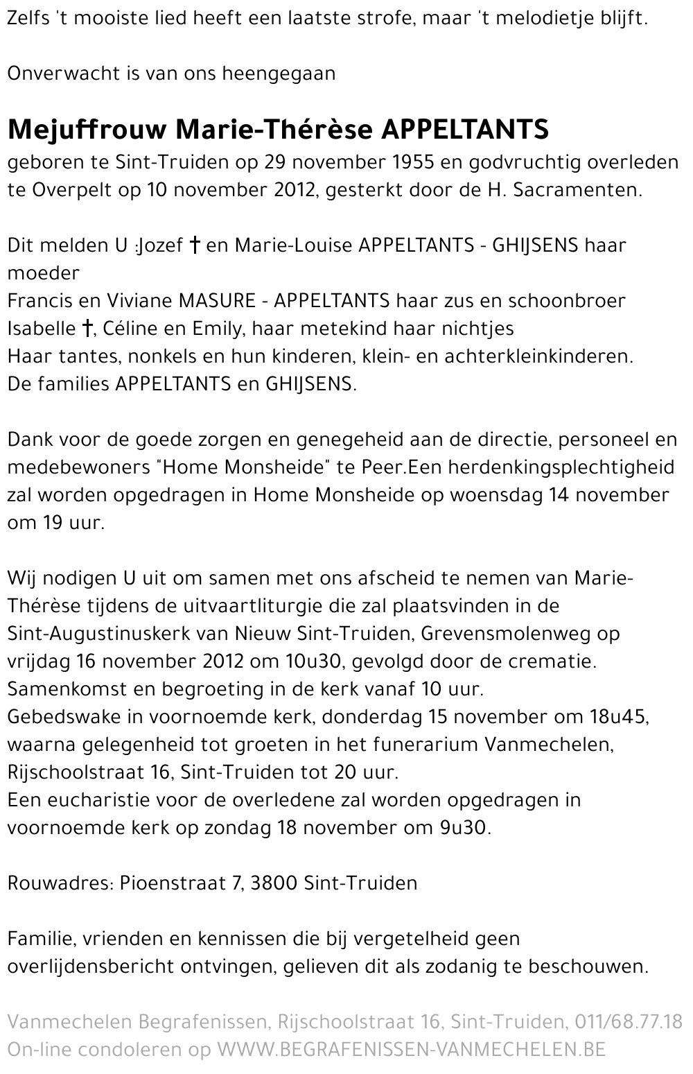 Marie-Thérèse APPELTANTS