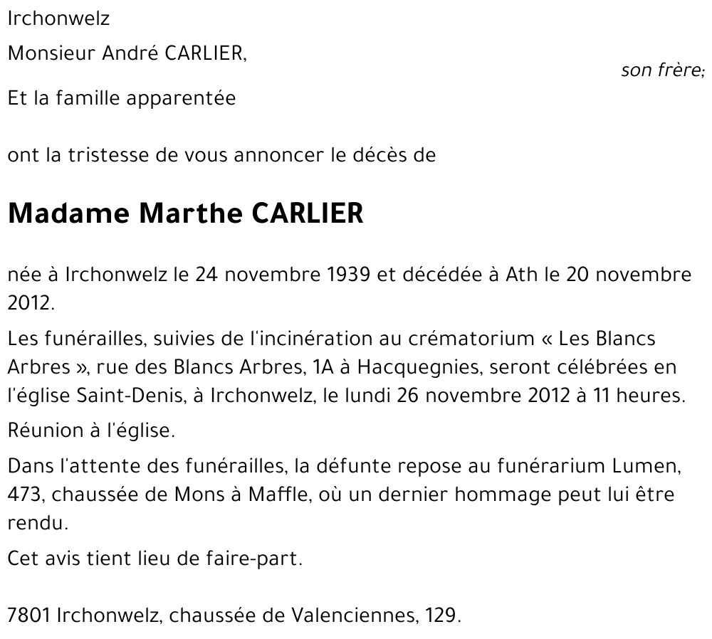 Marthe CARLIER
