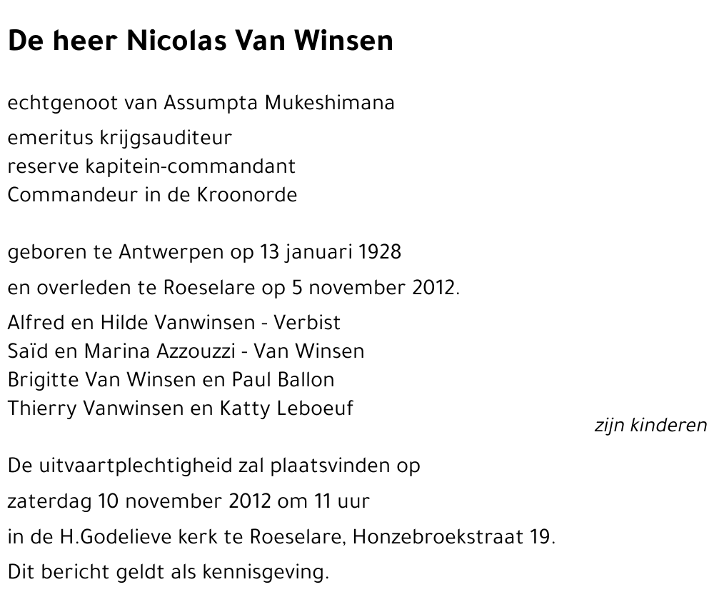 Nicolas VAN WINSEN
