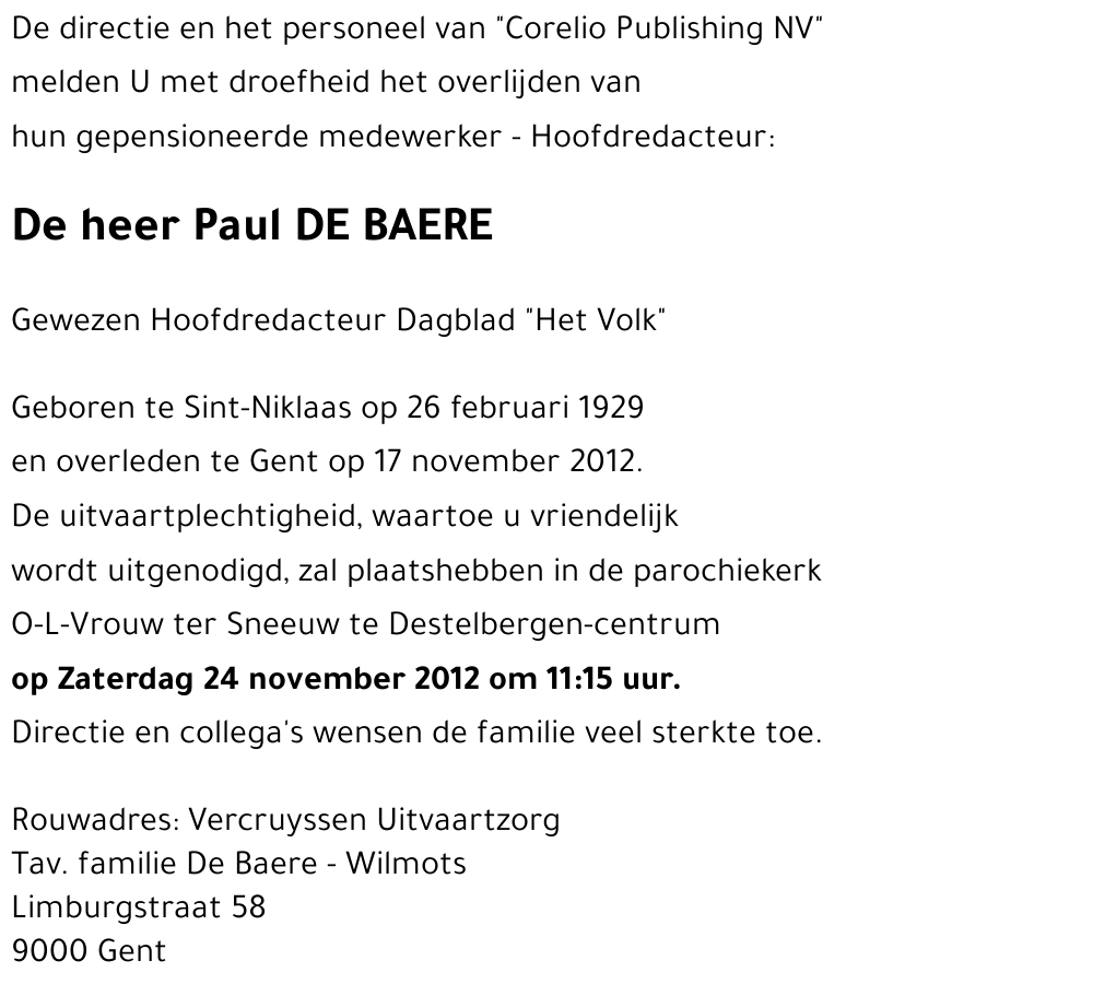 Paul DE BAERE