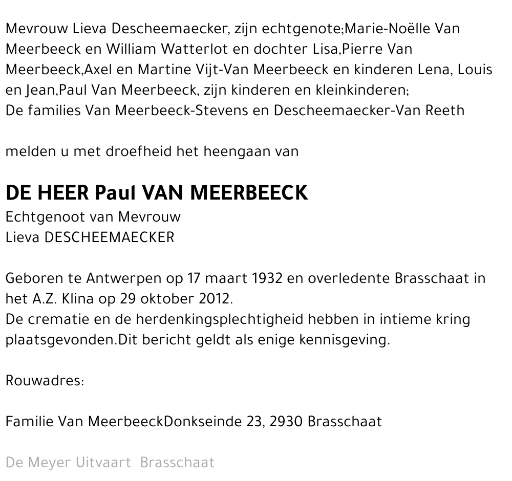 Paul Van Meerbeeck