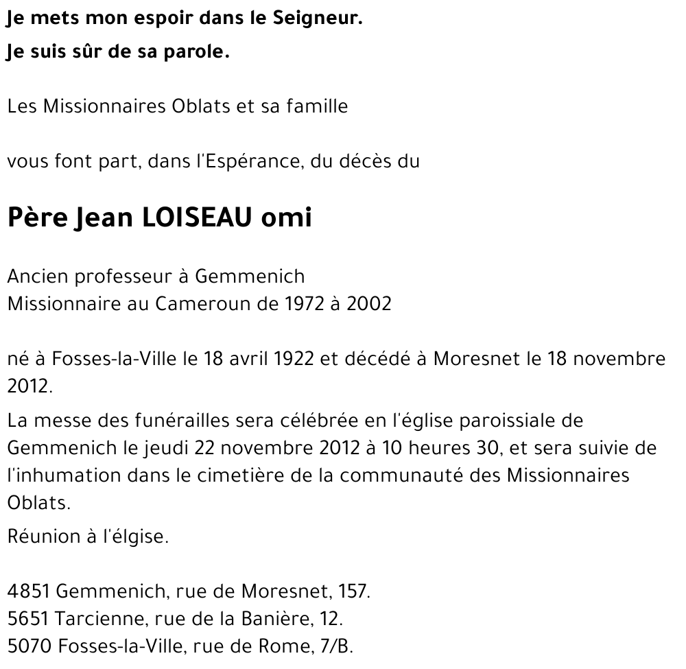 Père Jean LOISEAU omi