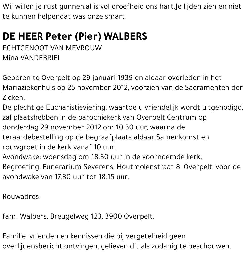 Peter (Pier) WALBERS