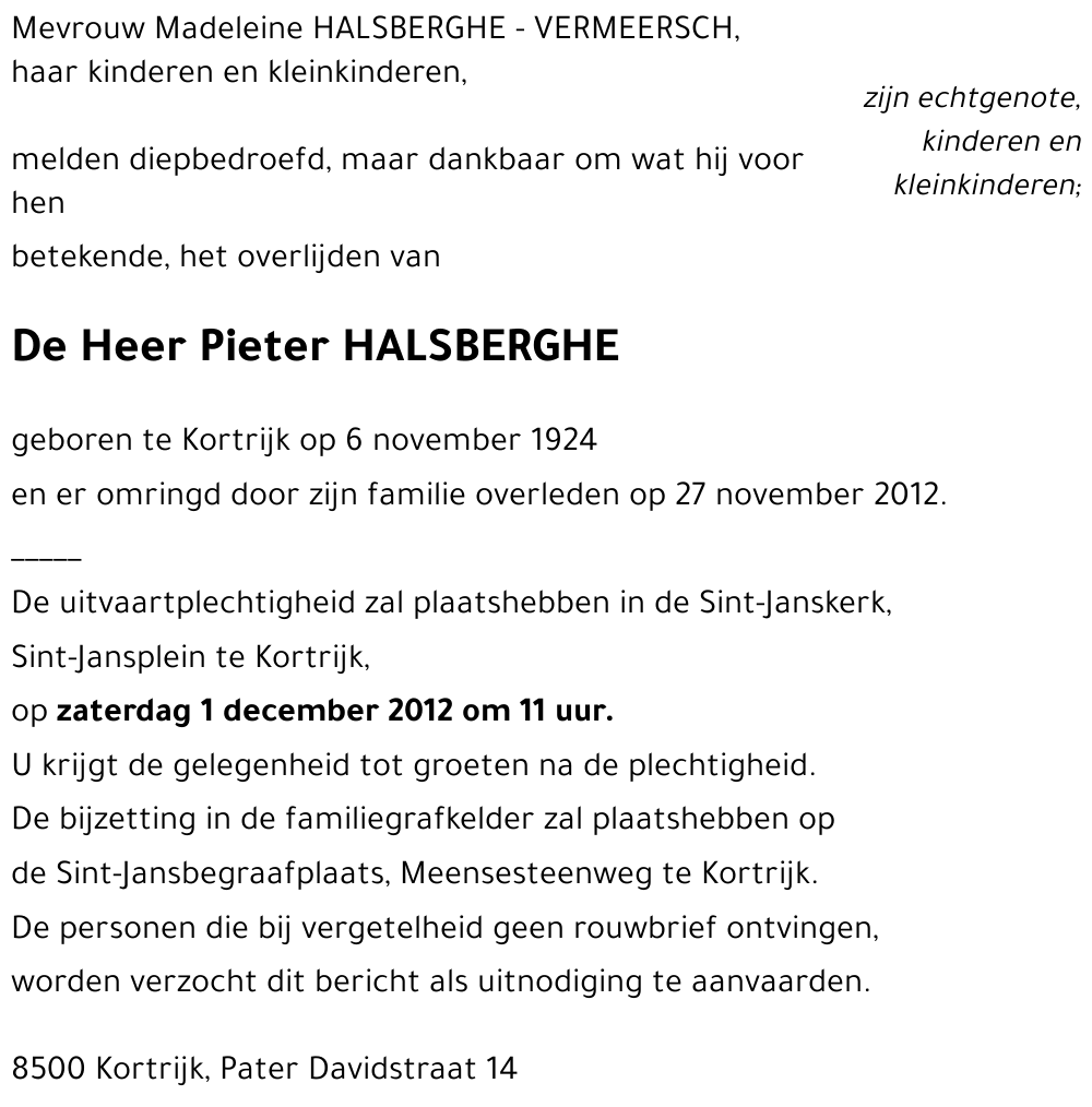Pieter HALSBERGHE