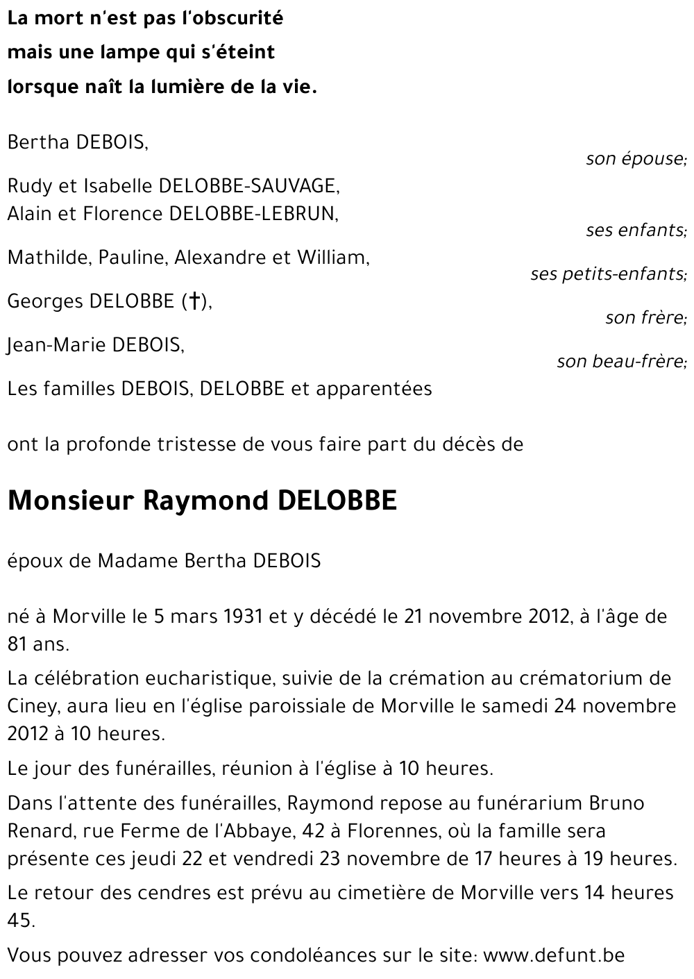 RAYMOND DELOBBE