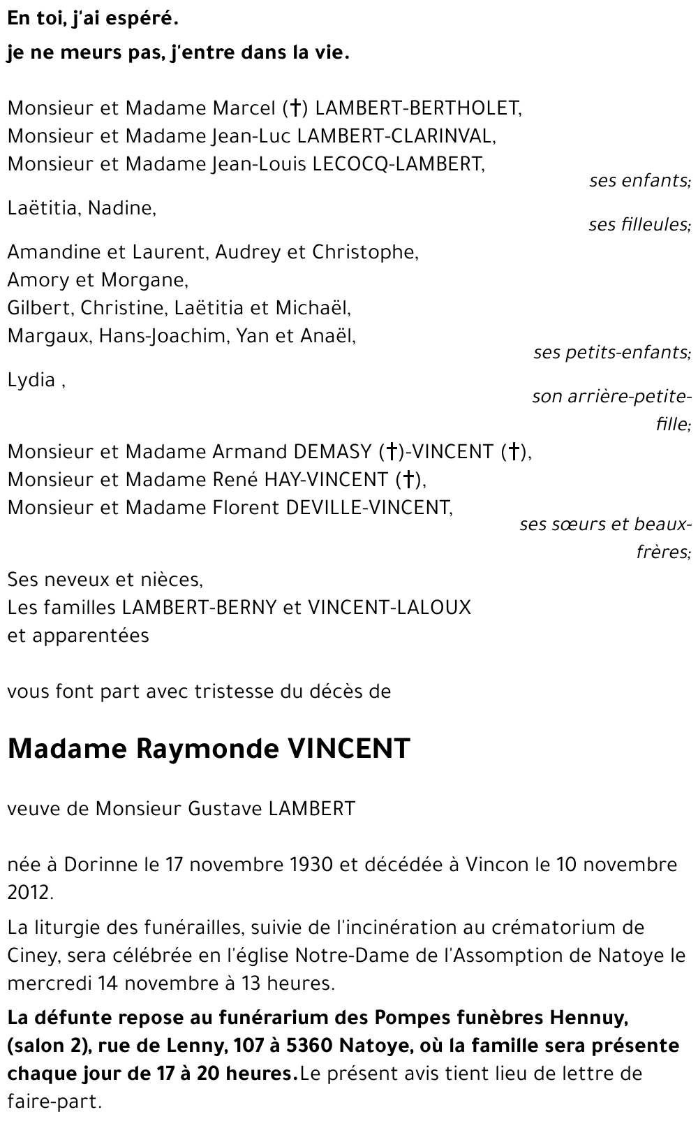 Raymonde VINCENT