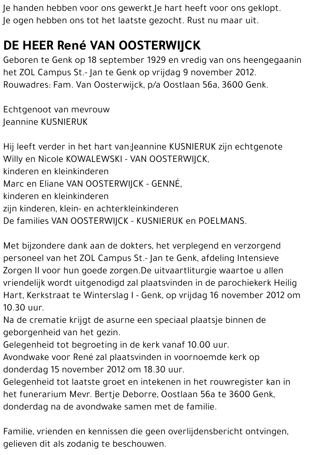 René VAN OOSTERWIJCK