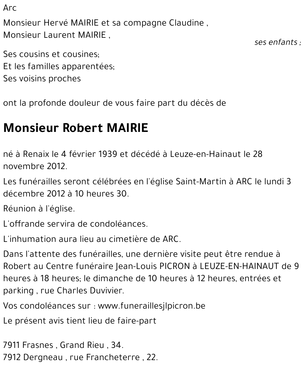 Robert MAIRIE