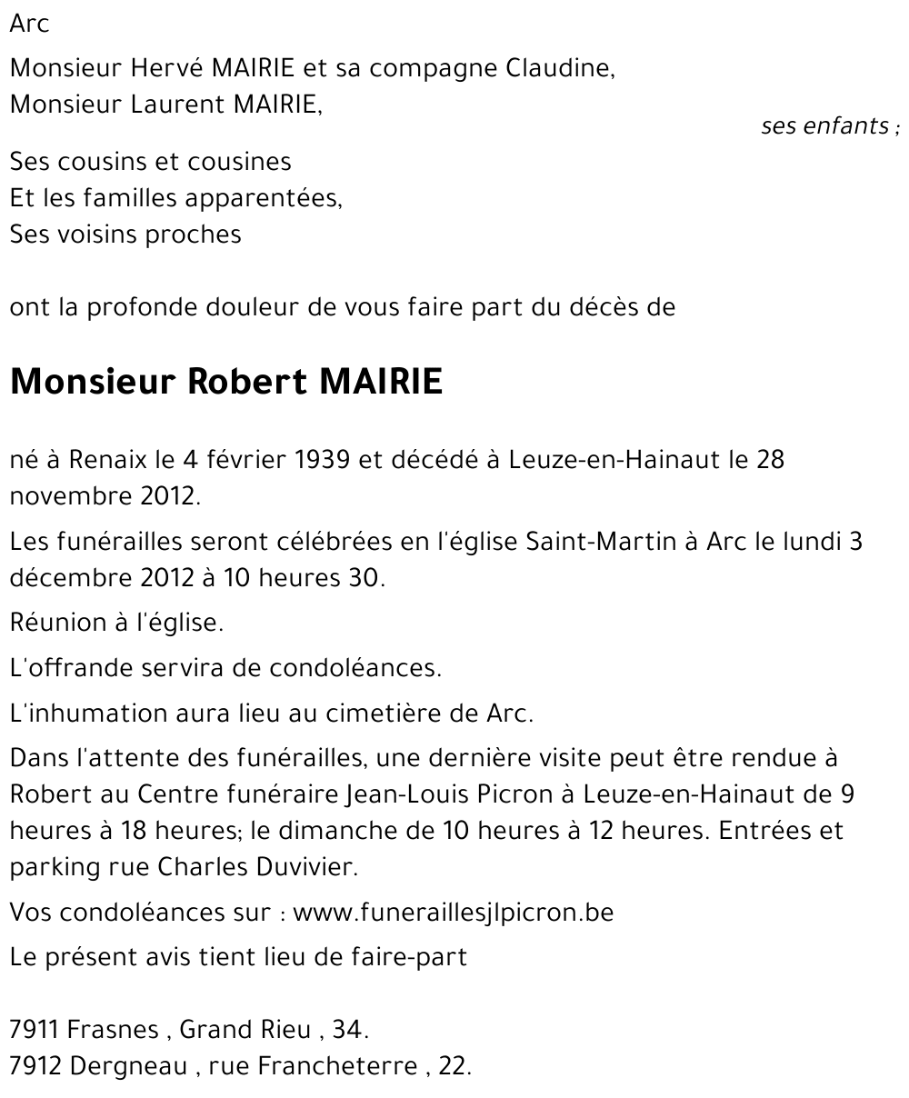 Robert MAIRIE