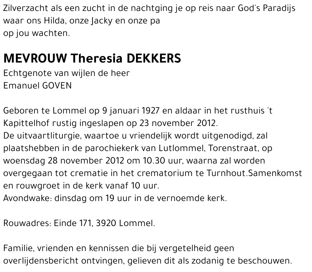 Theresia Dekkers