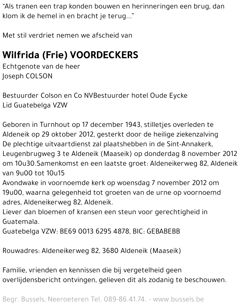 Wilfrieda (Frie) VOORDECKERS