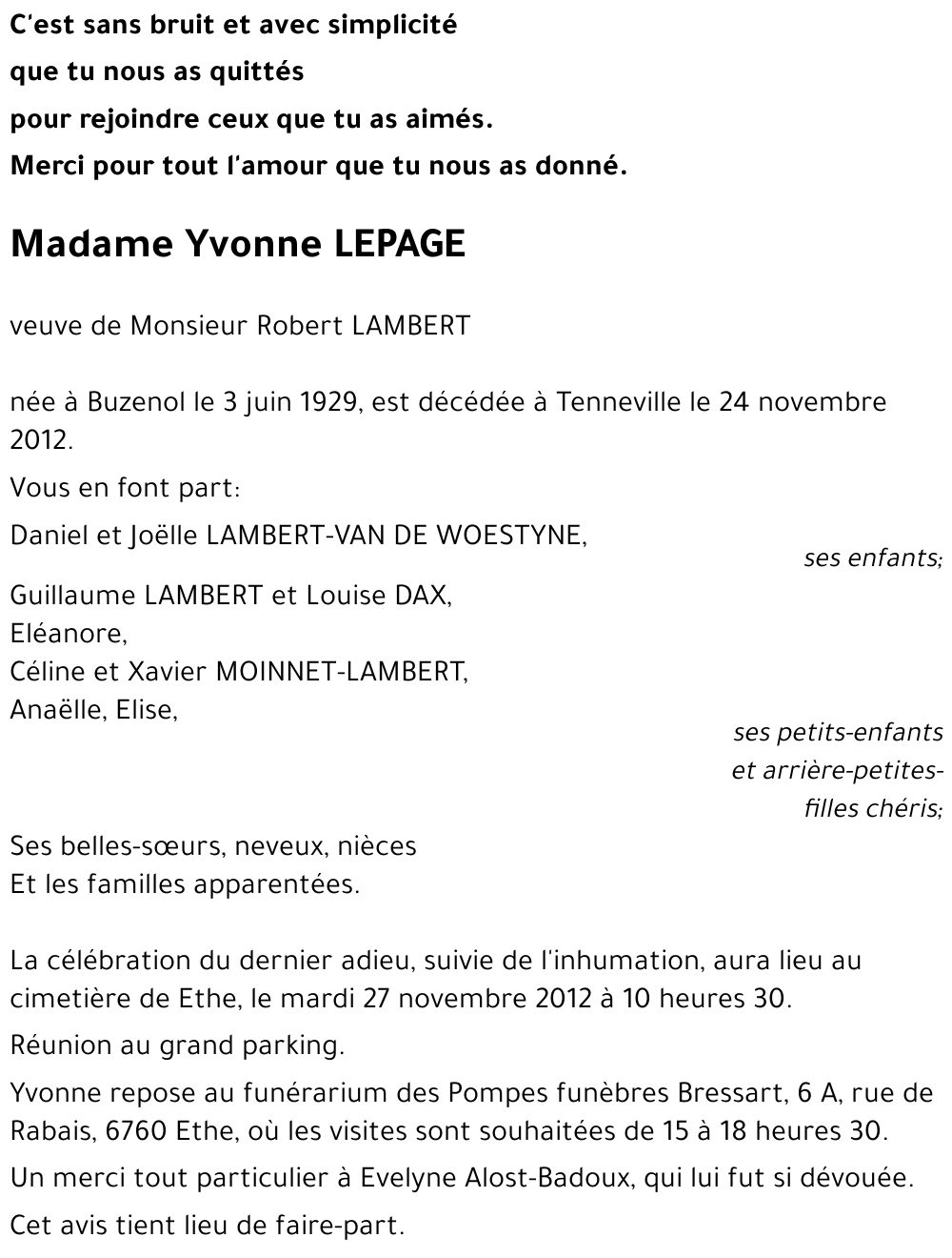 Yvonne LEPAGE