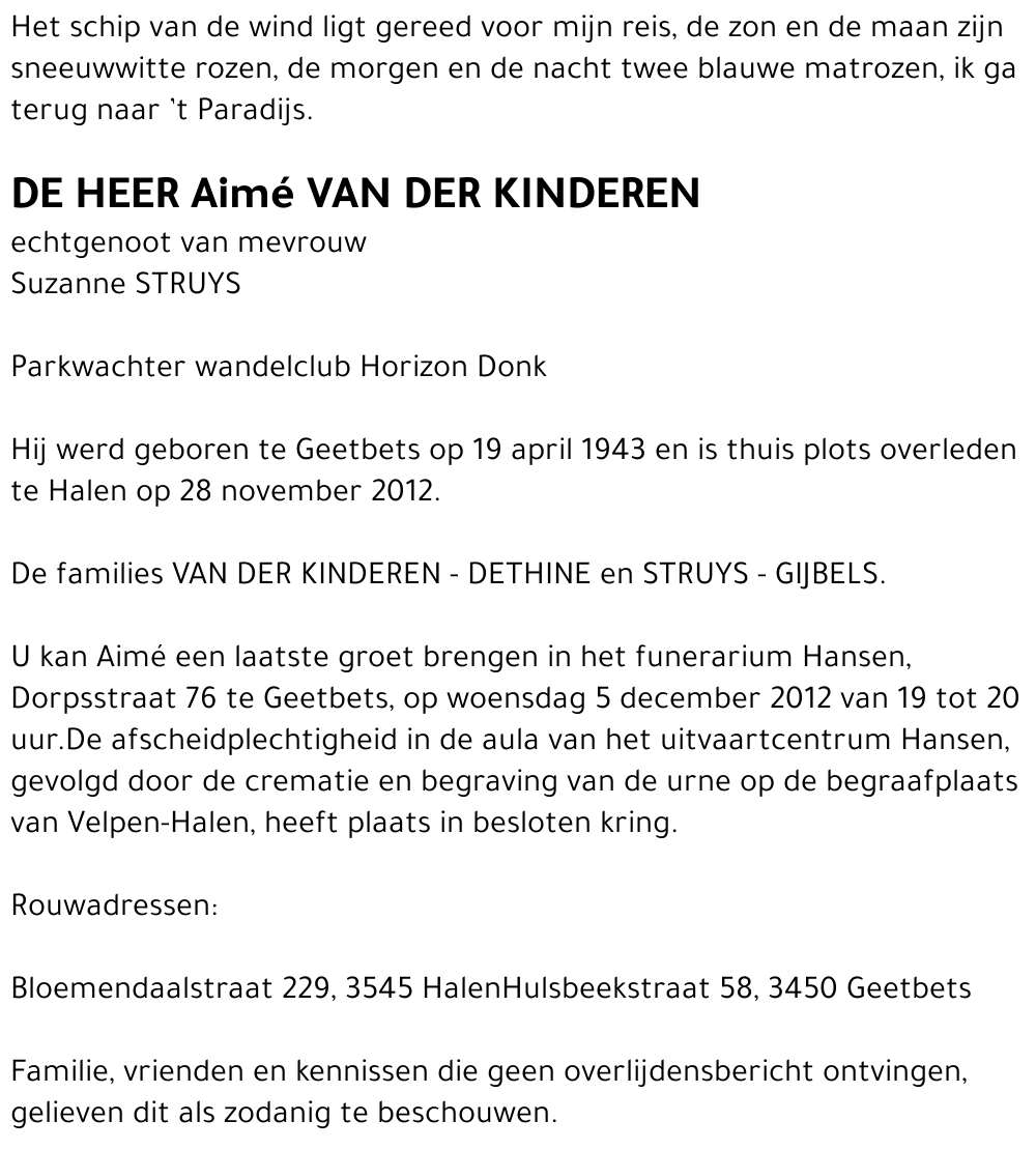 Aimé VAN DER KINDEREN
