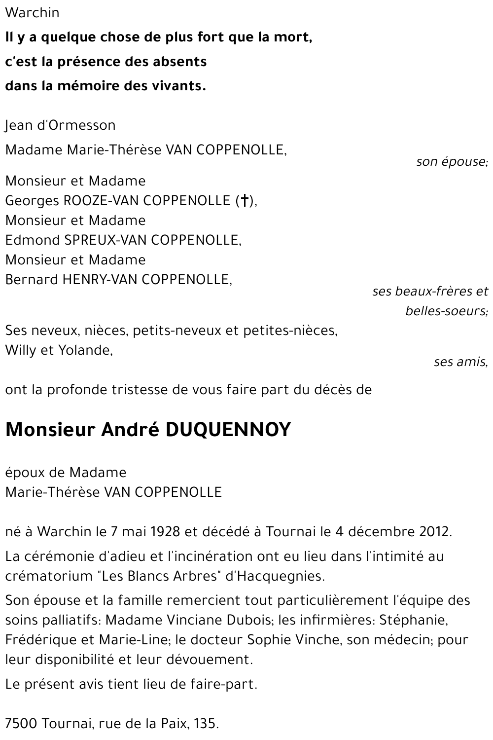 André DUQUENNOY