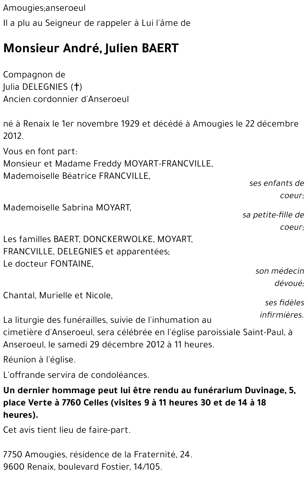 André, Julien BAERT