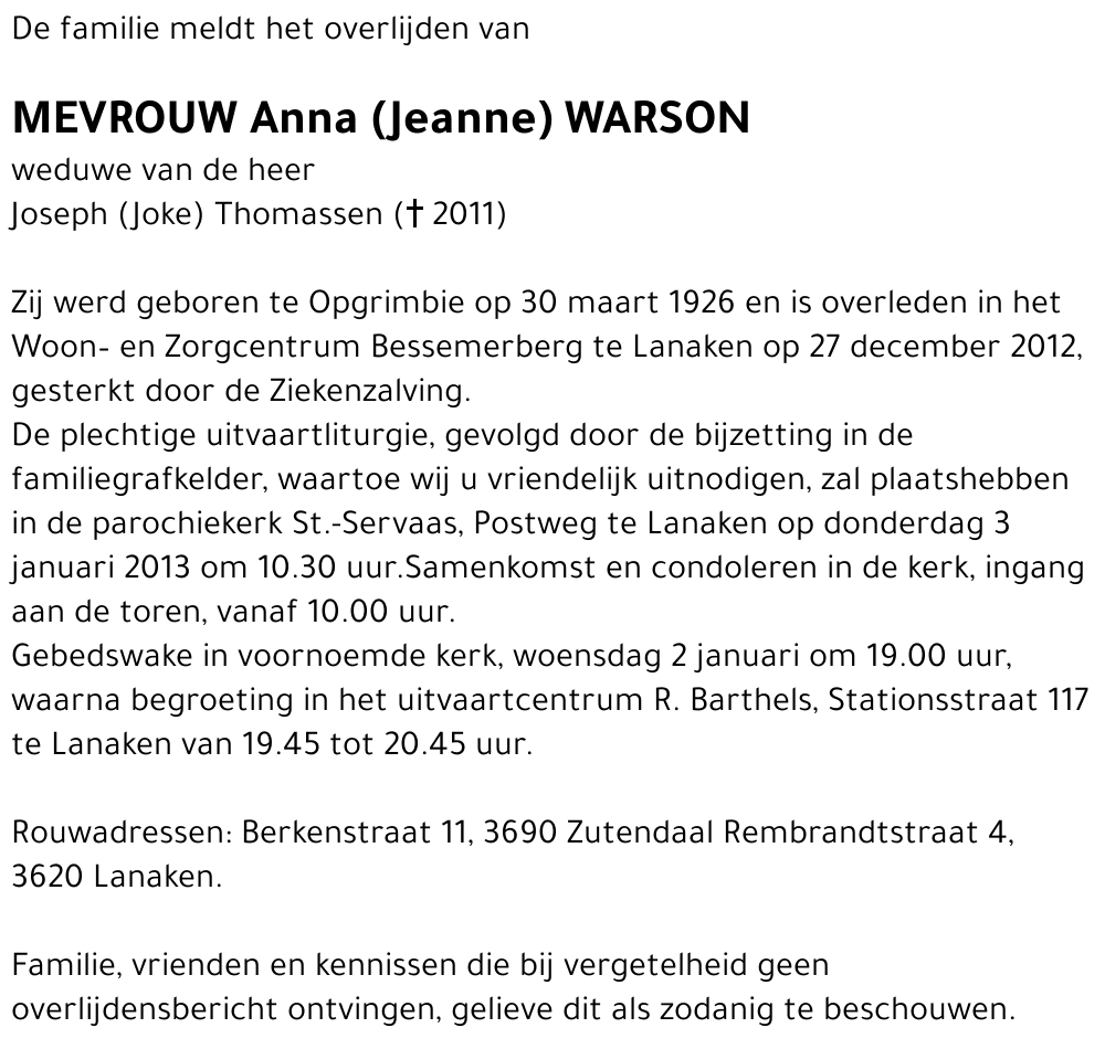 Anna (Jeanne) Warson