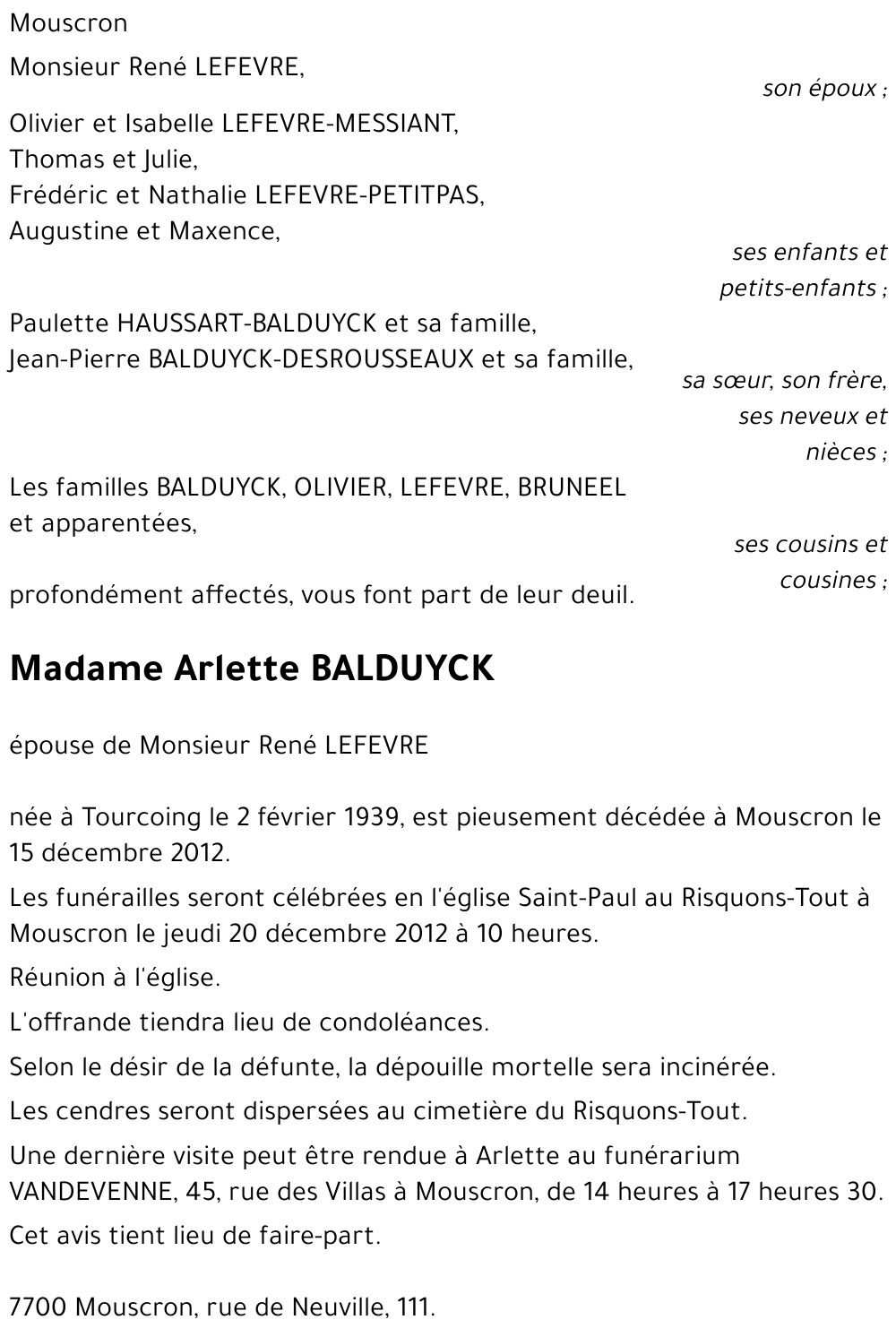 Arlette BALDUYCK