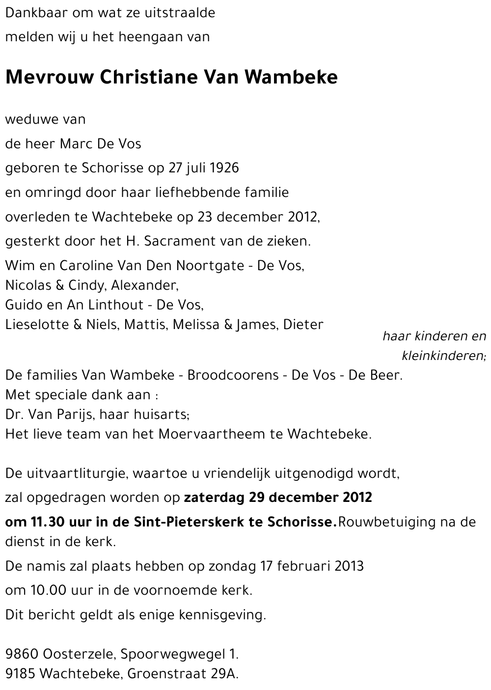 Christiane Van Wambeke