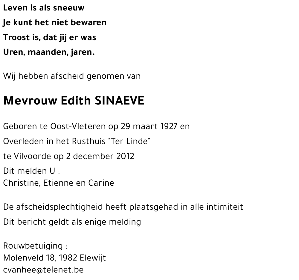 Edith SINAEVE