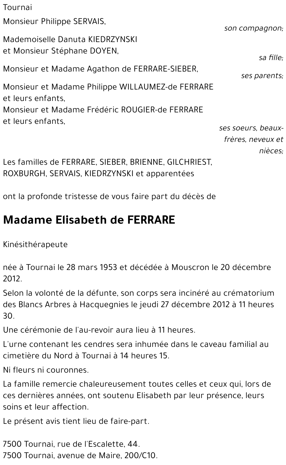 Elisabeth de FERRARE