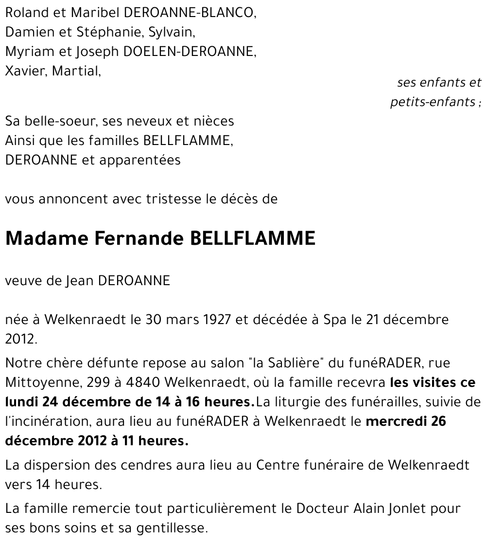 Fernande BELLFLAMME