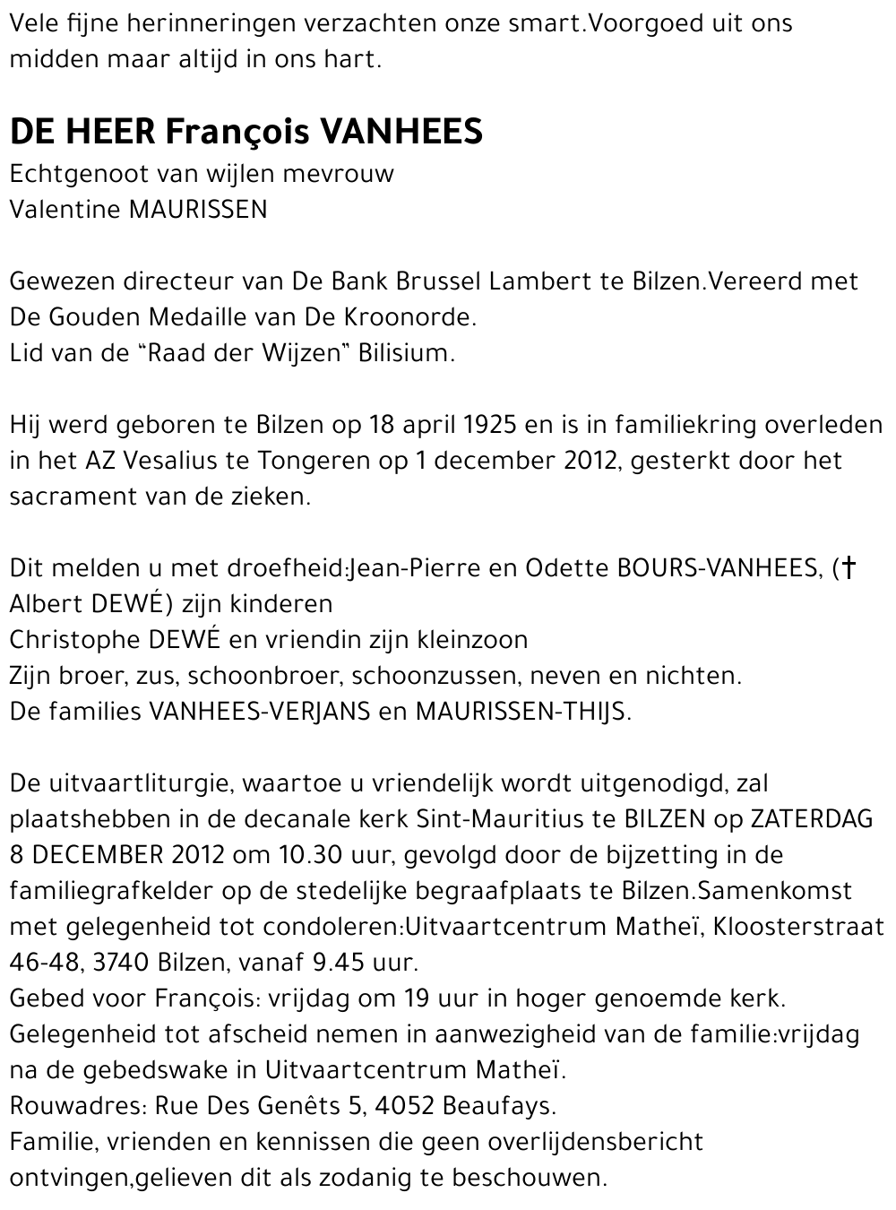 François VANHEES