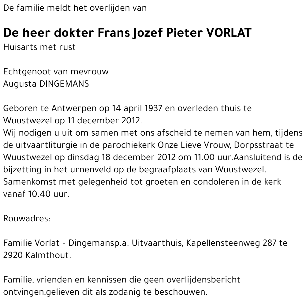 Frans Jozef Pieter VORLAT