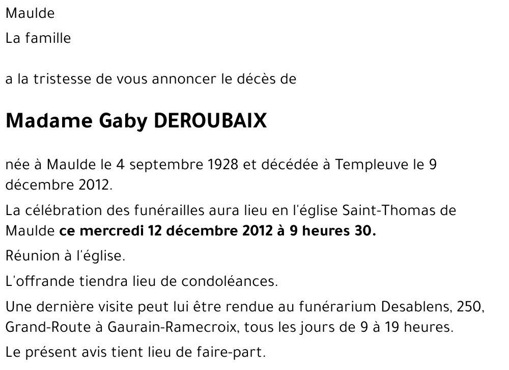 Gaby DEROUBAIX