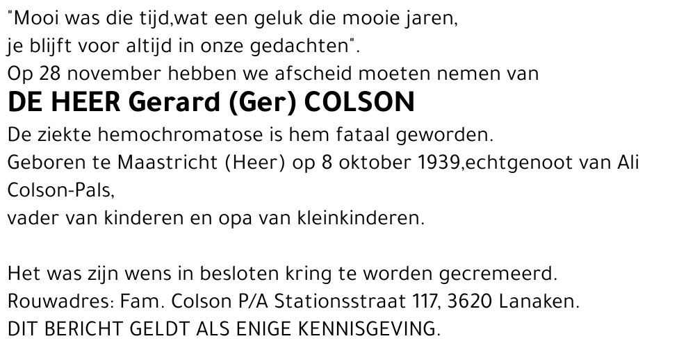 Gerard (Ger) Colson