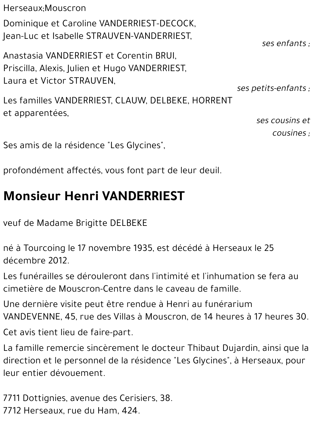 Henri VANDERRIEST