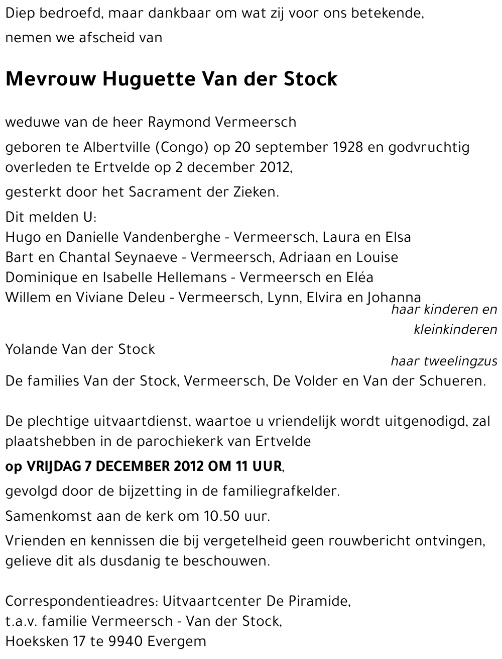 Huguette Van der Stock