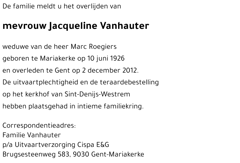 Jacqueline Vanhauter