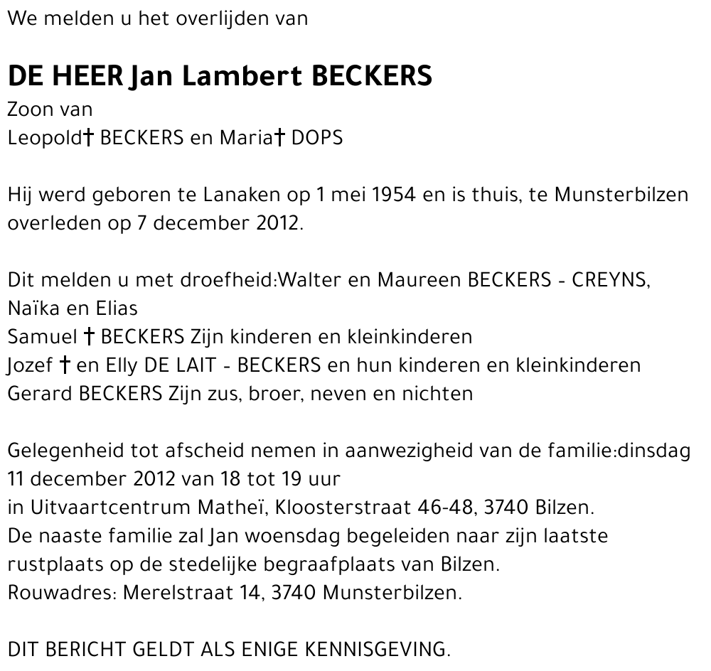 Jan Lambert BECKERS
