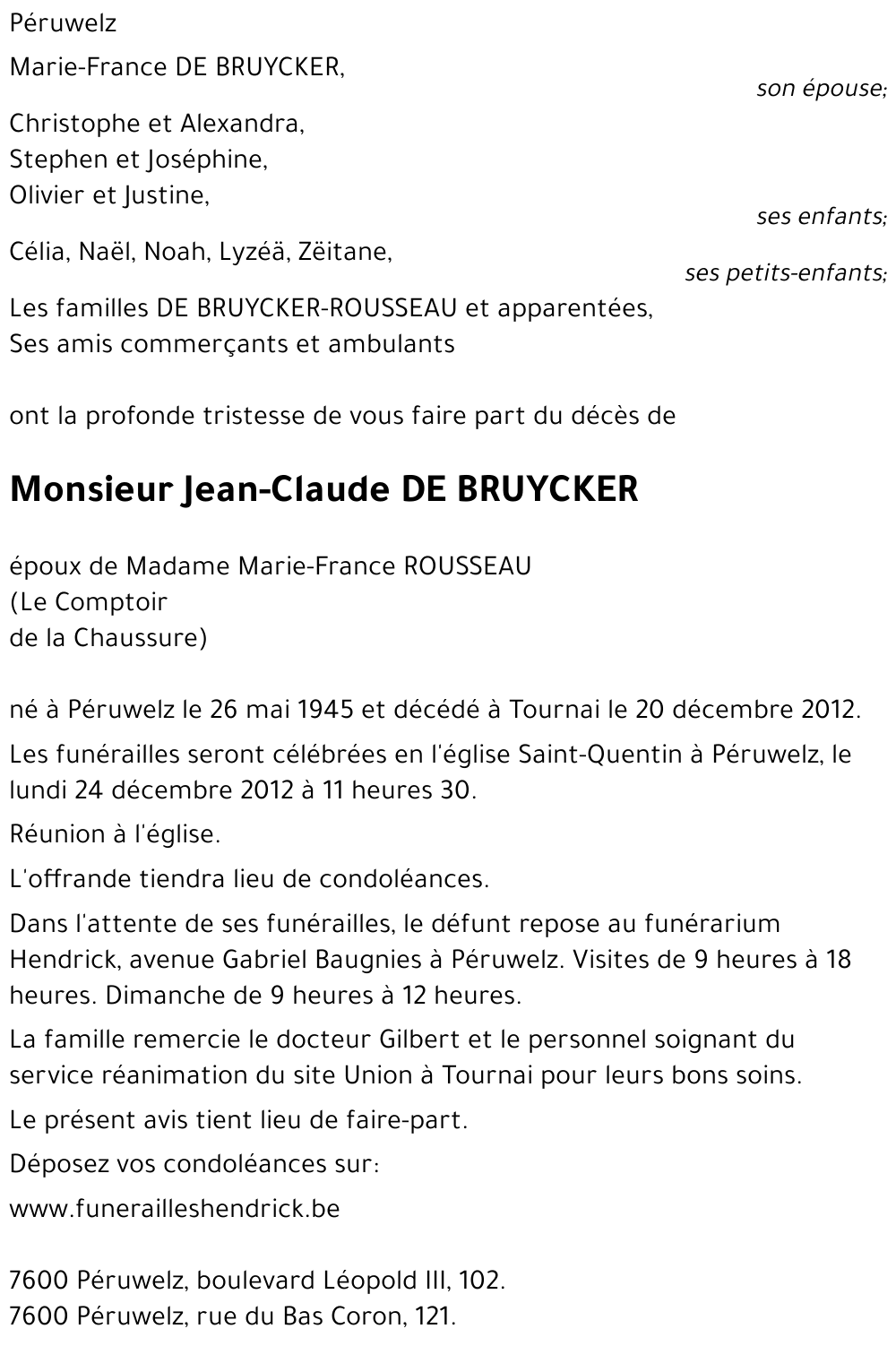 Jean-Claude DE BRUYCKER