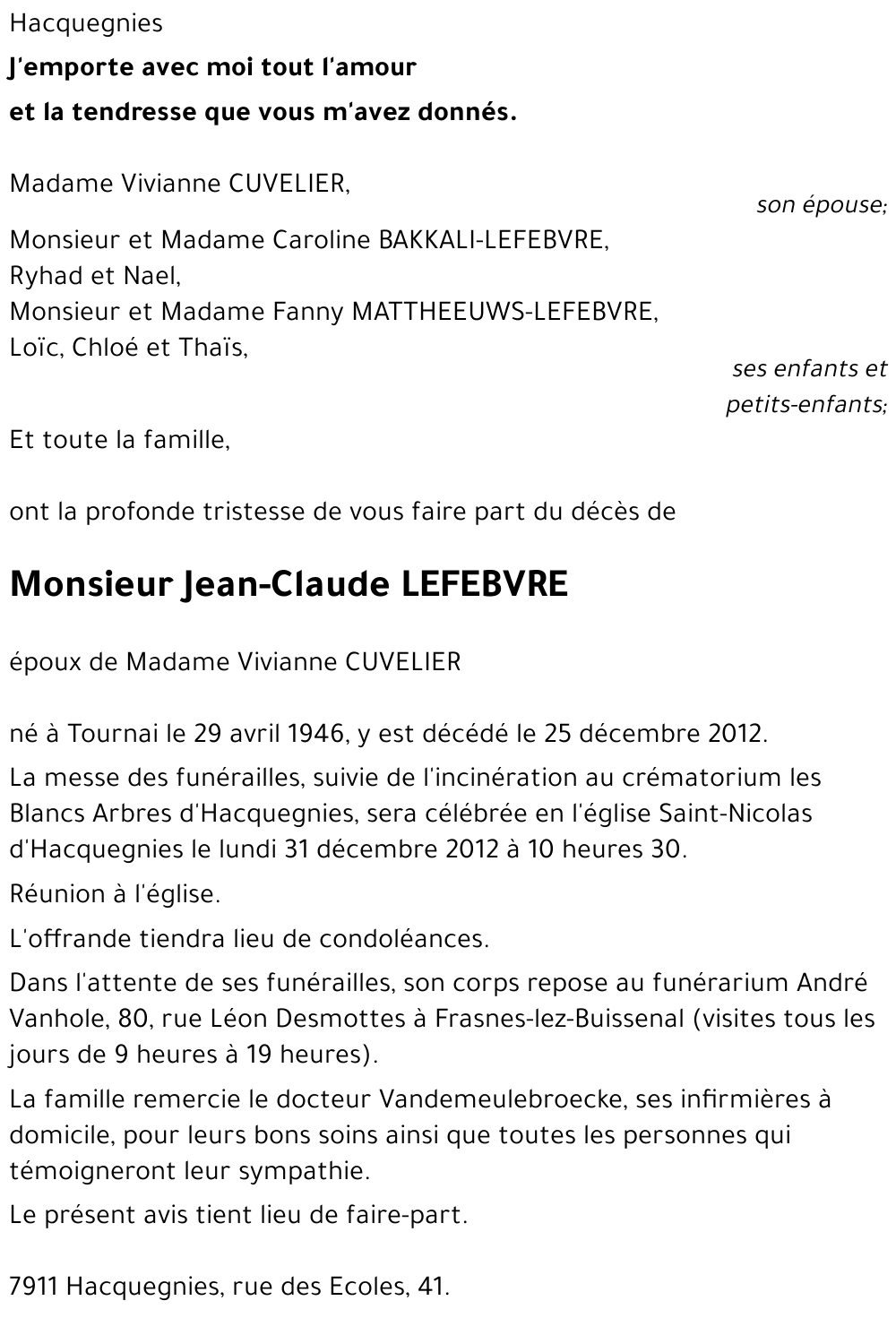 Jean-Claude LEFEBVRE