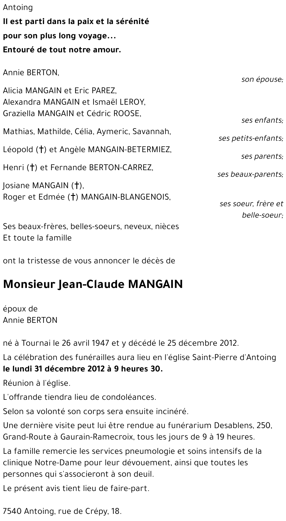 Jean-Claude MANGAIN